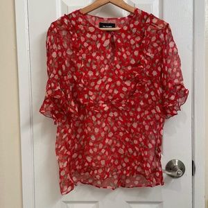 Kooples Rosa Red Ruffle Blouse